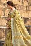 Avocado Green Linen Saree