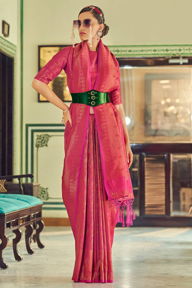 Ruby Pink Silk Saree