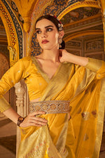 Mustard Yellow Banarasi Silk Saree