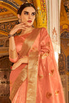 Coral Pink Banarasi Silk Saree