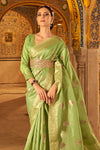 Olive Green Banarasi Silk Saree