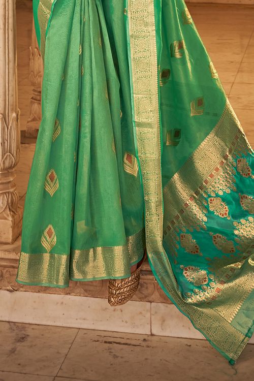 Fern Green Banarasi Silk Saree