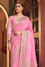 Neon Pink Satin Saree