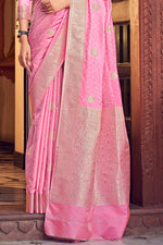 Neon Pink Satin Saree