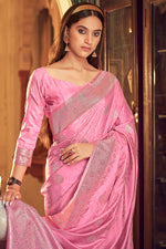 Neon Pink Satin Saree