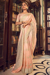 Creamy Peach Satin Saree