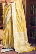 Royal Yellow Satin Saree