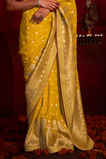 Honey Yellow Khadi Silk Saree