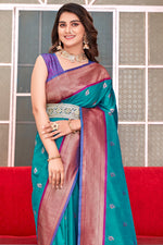 Cyan Blue Paithani Saree
