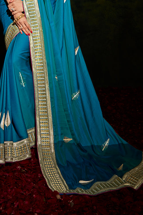 Cerulean Blue South Silk Saree