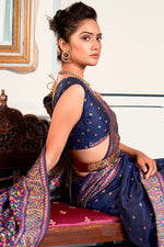 Berry Blue Pashmina Saree