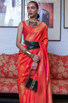 Festival Orange Banarasi Saree