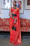 Festival Orange Banarasi Saree