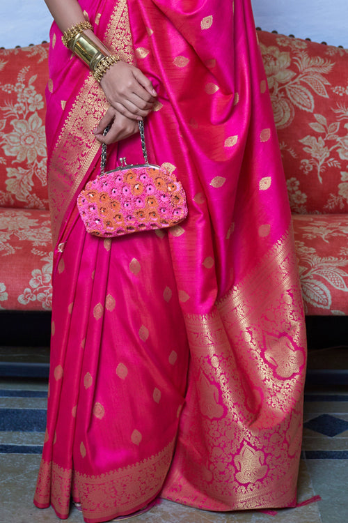 Fuchisia Pink Banarasi Saree