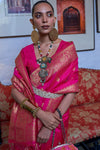 Fuchisia Pink Banarasi Saree