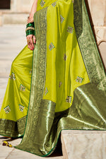 Lime Green Paithani Saree