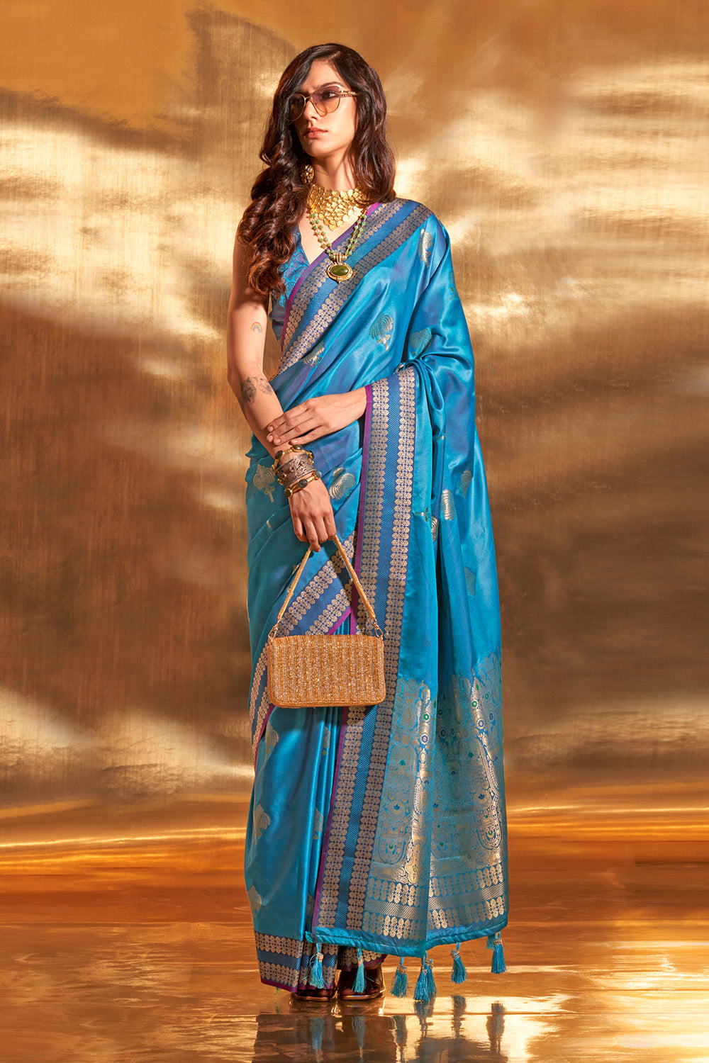 Blue Banarasi Silk Saree