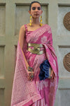 Georgia Pink Cotton Lucknawi Saree