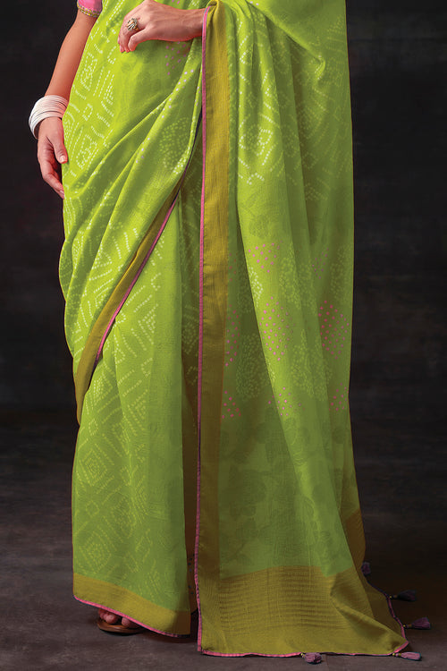 Lime Green Georgette Saree