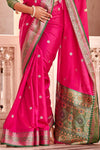 Ruby Pink Banarasi Silk Saree