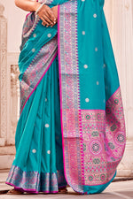 Sapphire Blue Banarasi Silk Saree