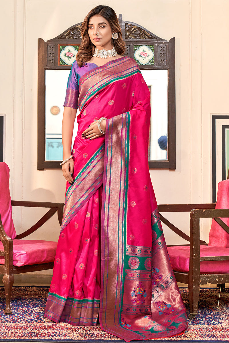 Magenta Pink Paithani Saree