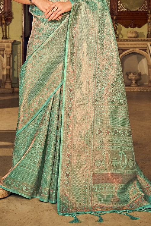 Teal Blue Kanjivaram Saree