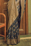 Anchor Grey Banarasi Silk Saree