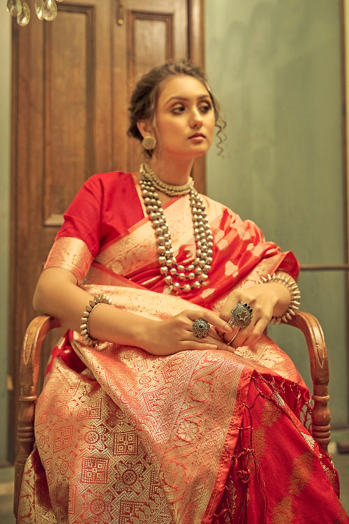 Passion Red Banarasi Silk Saree