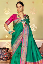 Dynasty Green Banarasi Silk Saree