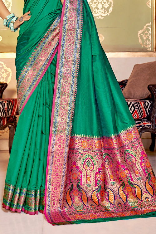 Dynasty Green Banarasi Silk Saree