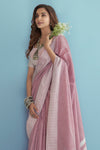 Thulian Pink Linen Saree