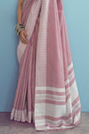 Thulian Pink Linen Saree
