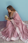 Thulian Pink Linen Saree