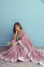 Thulian Pink Linen Saree