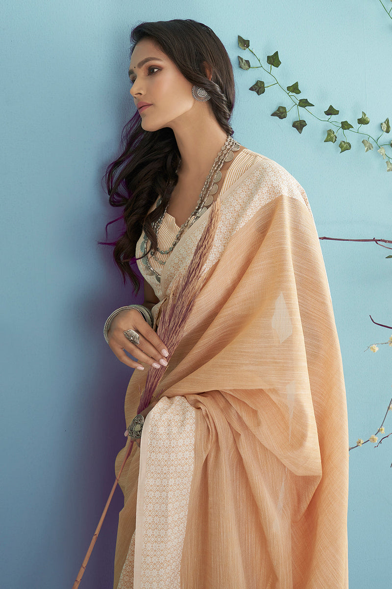 Tortilla Brown Linen Saree