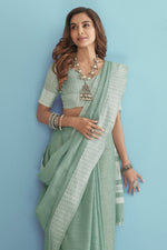 Pistachio Green Linen Saree