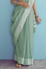 Pistachio Green Linen Saree