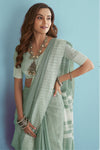 Pistachio Green Linen Saree