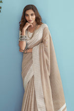 Sand Brown Linen Saree
