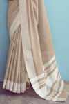 Sand Brown Linen Saree