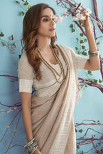 Sand Brown Linen Saree