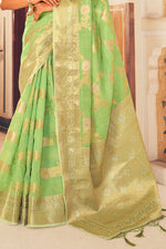 Pastel Green Linen Saree