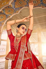 Passion Red Satin Silk Saree