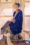 Indigo Blue Satin Silk Saree