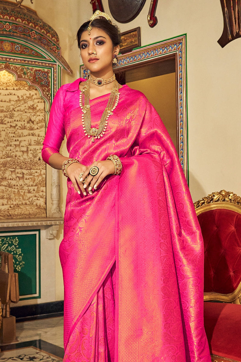 Rose Pink Kanjivaram Saree