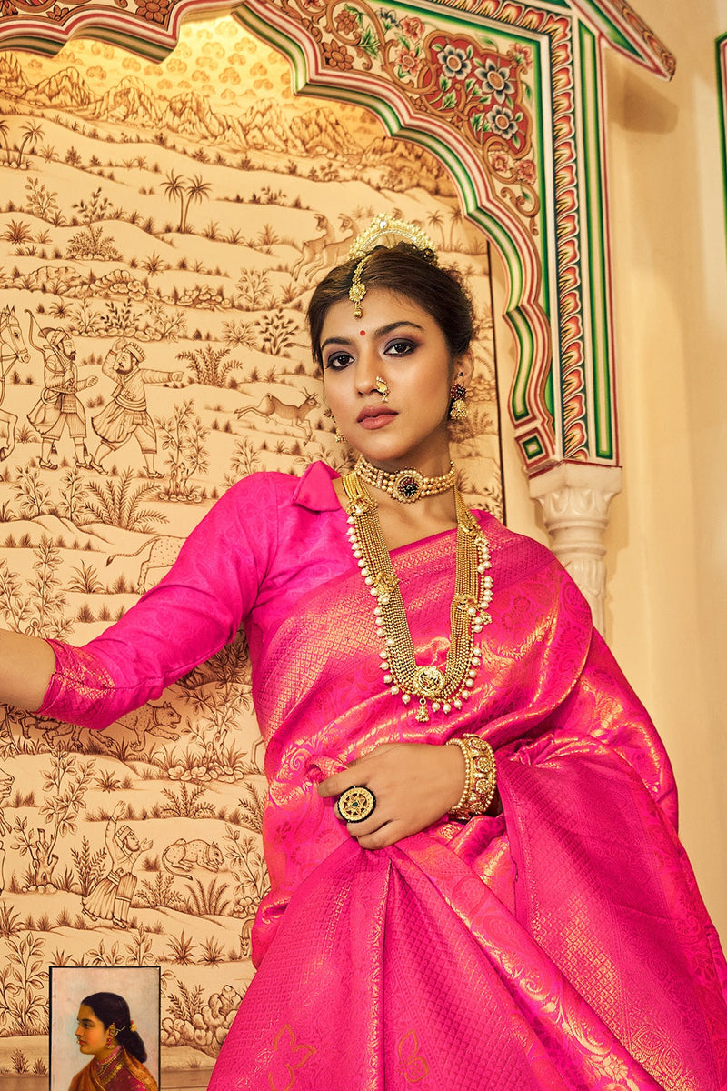 Rose Pink Kanjivaram Saree