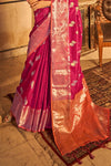 Cerise Pink Tussar Silk Saree