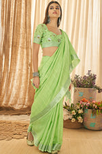 Pista Green Linen Saree