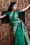 Dynasty Green Satin Saree